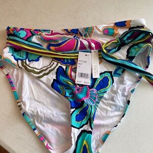 Trina Turk Vibrant Floral Bikini Bottom - Blue and Pink